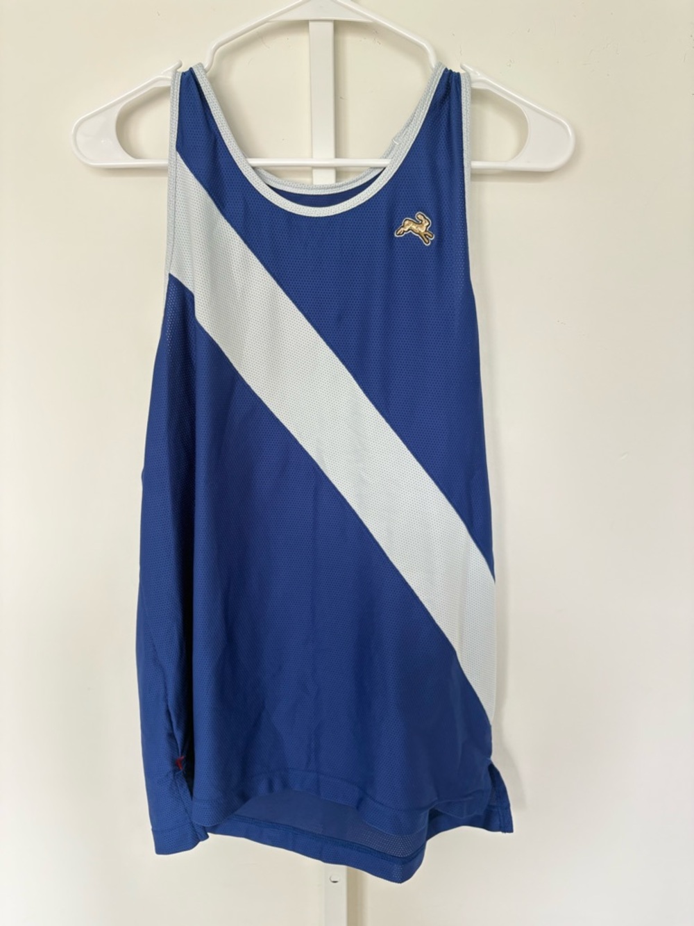 Tracksmith Van Cortlandt Singlet Blue White Stripe Performance Tank Size M